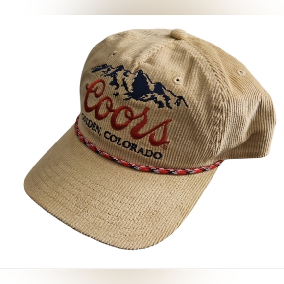 Coors Banquet Hat Corduroy Snapback Golden Colorado Khaki Tan Vintage Style Dad - Picture 3 of 5